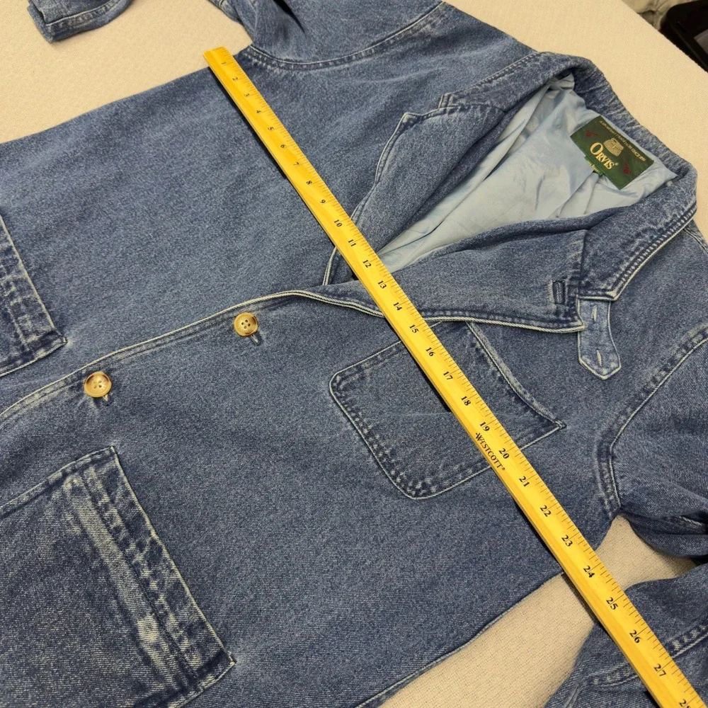 Vtg Orvis Denim Chore Coat Mens Large Two Button Blazer Western Retro Jacket